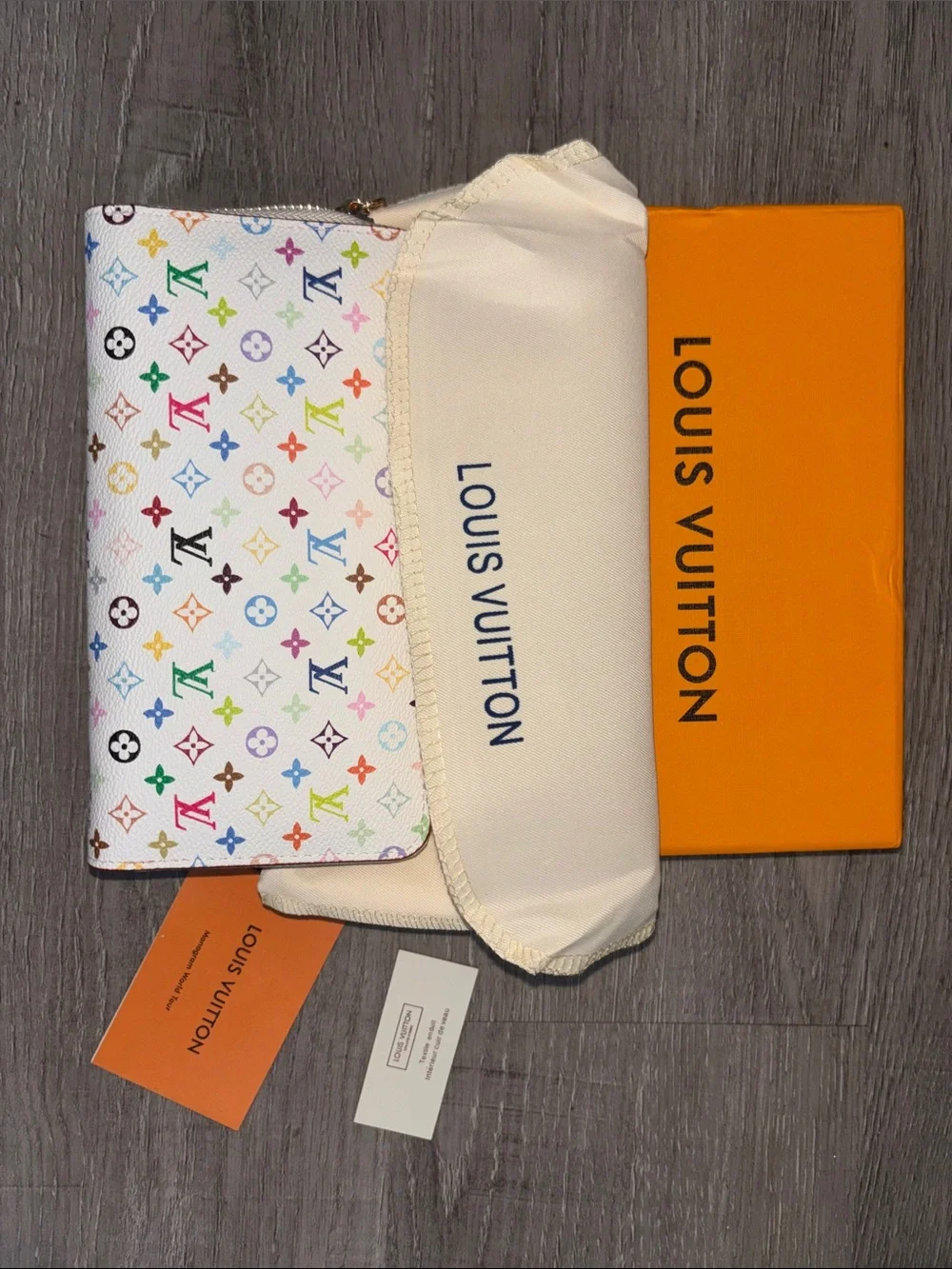 Authentic Louis Vuitton White Multicolor Monogram Zip Wallet - Picture 7 of 13